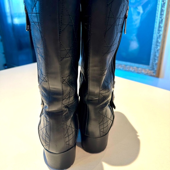 CHRISTIAN DIOR Guetre leather motorcycle boots - Picture 4 of 4